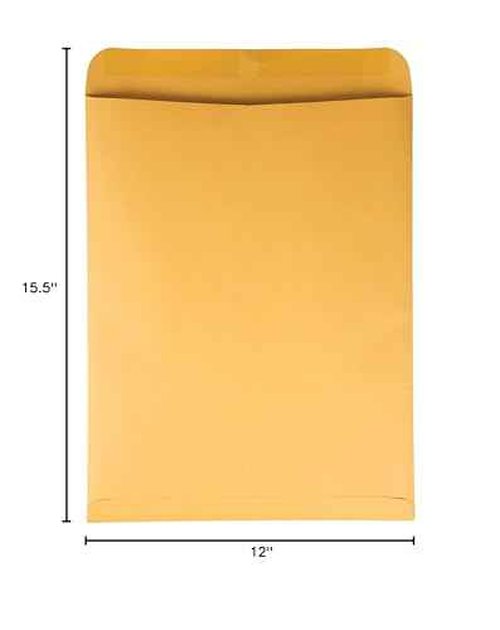 Quality Park Catalog Mailing Envelopes, 12 x 15-1/2 Envelopes, Gummed, Heavy 28 lb. Kraft Paper, For Mailing, Organizing and Storage, 250 per Box (QUA41965), Light Brown