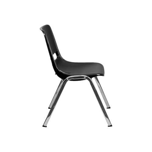 Flash Furniture HERCULES Series 880 lb. Capacity Black Ergonomic Shell Stack Chair with Chrome Frame and 18'' Seat Height