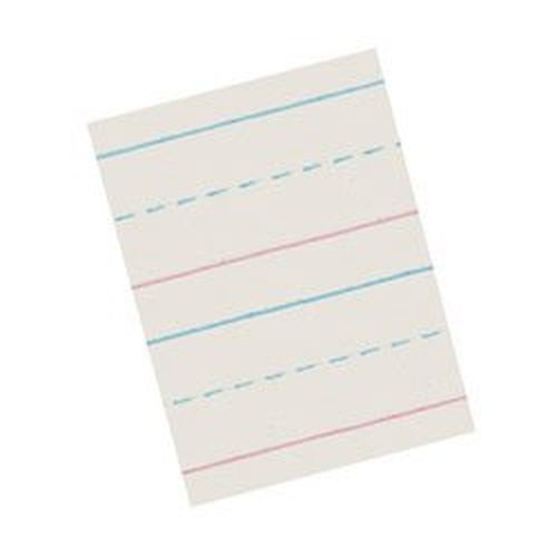 PACON Newsprint Handwriting Paper, Dotted Midline, Grade 1, 5/8" x 5/16" x 5/16" Ruled Long, 10-1/2" x 8", 500 Sheets,Blue/White/Red
