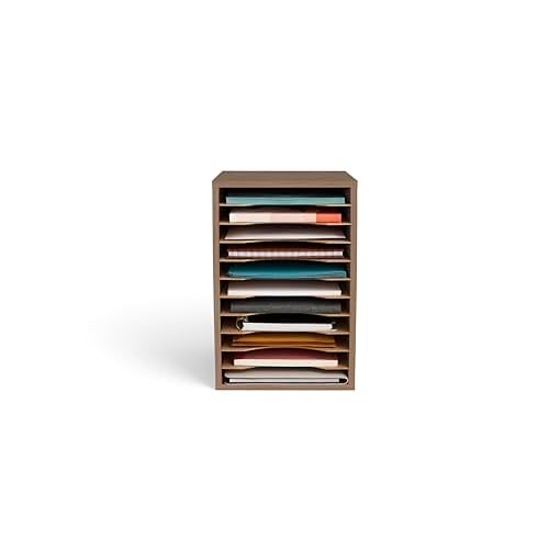 Safco Products Vertical Desktop Sorter, 11 Compartment, Gray Wood