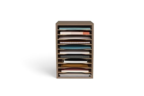 Safco 11-Compartment Vertical Desktop Organizer, Gray Wood