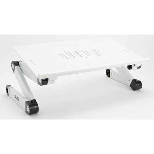 Uncaged Ergonomics WorkEZ Adjustable Laptop Stand for Desk, Laptop Stand Adjustable Height, Foldable Aluminum Cooling Computer Holder & Riser for Desk Bed, White, XL