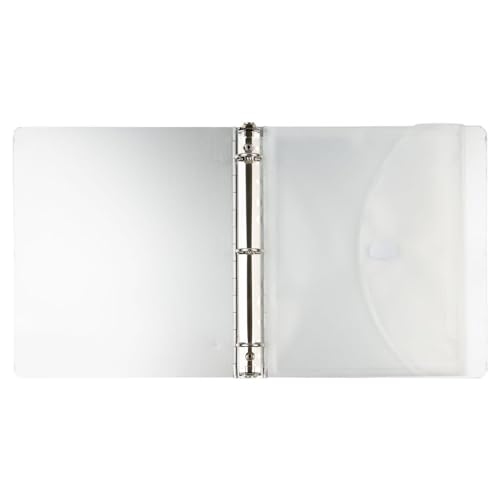 JAM Paper Plastic 3-Hole Binder Envelopes with Hook & Loop Closure - Pack of 3, Clear, 9 1/2 x 11 1/2 inches