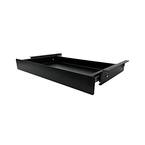 VWINDESK 19 inch Slim Under Desk Pull-Out Storage Office Mounted Sliding Metal Drawer for Standing Desk,Black
