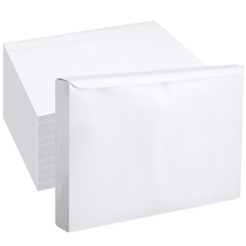 Dianelhall 100 Pcs Waterproof Expansion Envelopes, 12 x 16 Inch Tear Resistant Expandable Mailer Envelopes Hdpe Nonwoven Material Self Adhesive Closure for Secure Mailing Storage Document