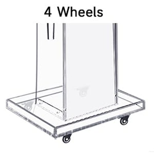 42.5" Acrylic Podium Stand with 15 Adjustable LED Colors, Storage Shelf, and Wheels - Clear Pulpit for Church, Conference, Classroom, Wedding, and Events