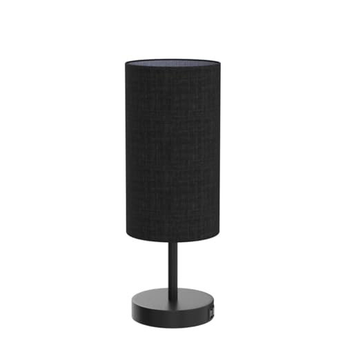 Yarra-Decor Bedside Lamps with USB Port - Touch Control Table Lamp for Bedroom 3 Way Dimmable Nightstand Lamp Set of 2 with Round Black Fabric Shade for Living Room, Dorm, Home Office (Black, 2 Pack)