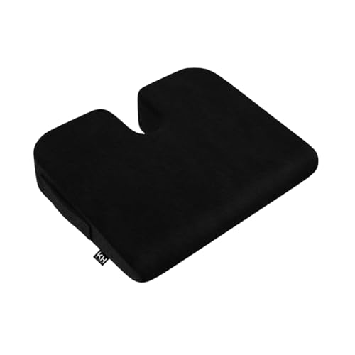 KH Ergo & Wellness Office Chair Cushion, Memory Foam Seat Cushion, Office Chair and Car Seat Cushion, Chair Driving Pillow, Standard (Black)