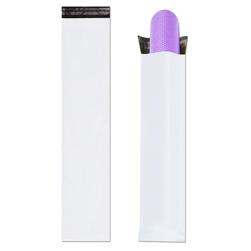 Unique Poly Mailers 12x43 Inch 50 Pack Envelopes Bag for Long Items,White Self Sealing Waterproof Mailing Shipping Bags