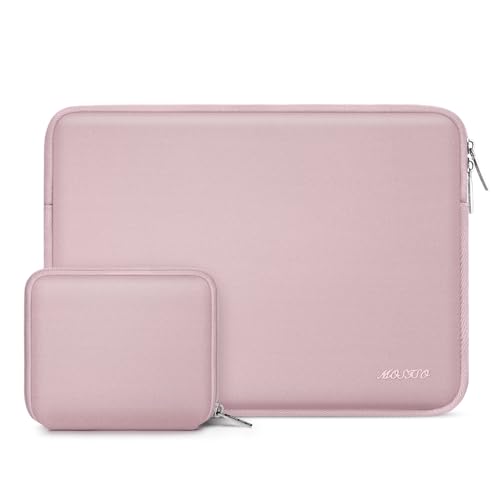MOSISO 13.3 Inch Baby Pink Laptop Sleeve with Small Pouch - Shockproof Protective Case