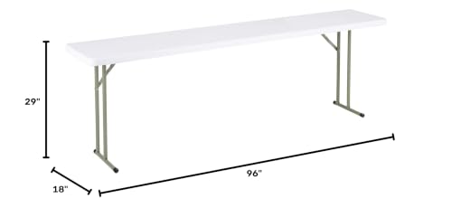 Norwood 8' Indoor/Outdoor Folding Training Table, White, 96" L x 18" W x 29" H