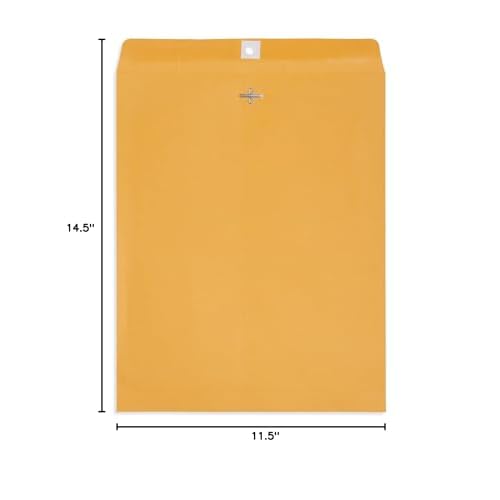 Blue Summit Clasp Manila Envelopes 11x14, 11.5 x 14.5-Inch, Brown Kraft, Gummed Seal, 100 Large 11x14 Envelopes for Mailing Photos and Documents, Manilla Color