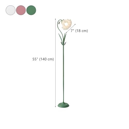 Modern Flower Shape Floor Lamp, Macaron Green 1-Light Iron Standing Light Cute Floral Lamp with Acrylic Shade Arc Tall Lamp for Living Room Corner Bedroom Kids Room