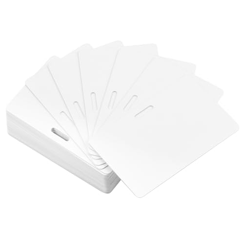 50 Pack CR80 30 Mil Premium Blank PVC ID Cards with Slot Punch on Long Side - White