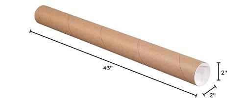 Boxes Fast Mailing Tubes with Caps, 2" x 43", Kraft, (Pack of 50)