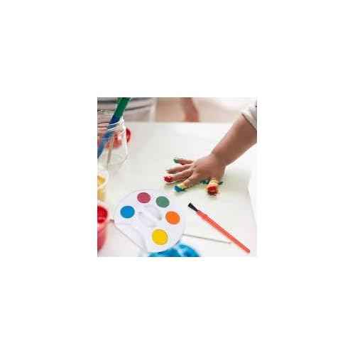 Rocky Mountain Goods Classic Kids Paintbrush Set - 12 Craft Paintbrushes for Watercolors, Art, Oil Painting, Acrylic, School, Touch Ups - Plastic Fun Multi Color Handles with Metal Ferrules