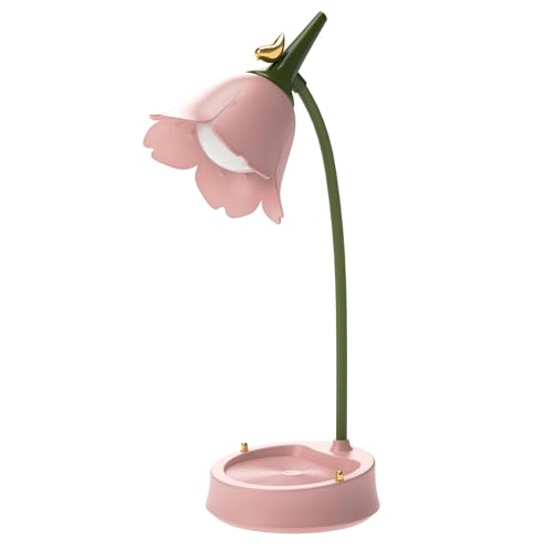 Pink Cordless LED Desk Lamp with Adjustable Gooseneck & Touch Dimming for Kids & Dorm