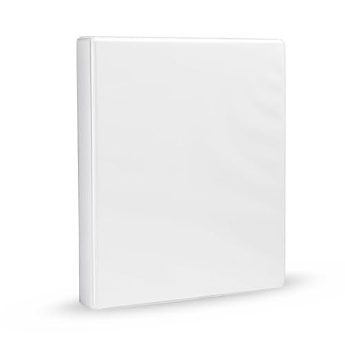 Amazon Basics 3-Ring Binder 1-Inch White with Pockets, Customizable, 1-Pack
