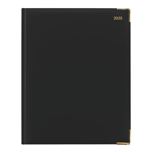 Letts of London Roma 2025 Weekly Planner, 12 Months, January to December, Italian Leather, Quarto Size, 10.25" x 8.25", English, Black (C33YIBK-25)