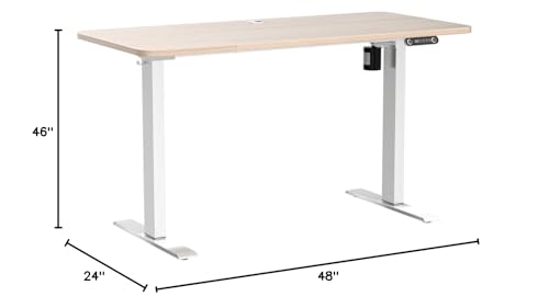 Farexon 48x24 Inch Electric Standing Desk - Adjustable Height Oak Grey with Wheels