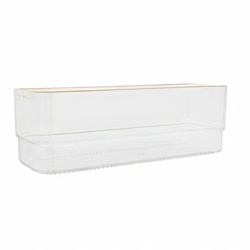 Martha Stewart Kerry Plastic Stackable Office Desk Drawer Organizers, 6" x 3", 6 Pack, with Gold Trim