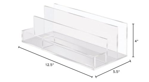 RUSSELL+HAZEL Acrylic Collator and Valet, Clear, 12.5” x 5.5” x 4”, 2 Filing Slots, 2 Trays, (31382)