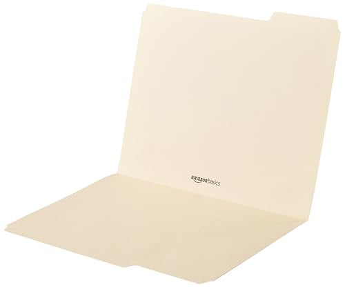 Manila Letter Size File Folders with Reinforced Tabs - 1/3-Cut, 100-Pack