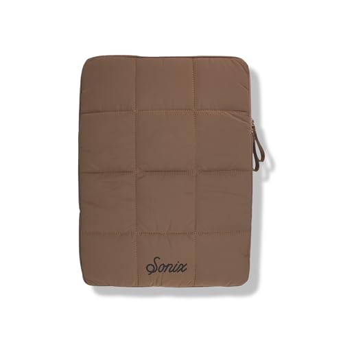 Sonix Puffy Laptop Sleeve Case & Tablet Sleeve | Compatible with 13-14 Inch Laptops and iPad Pro | Quilted Pillow Puffer Computer Bag Cover | 13-14 Inch | Mocha