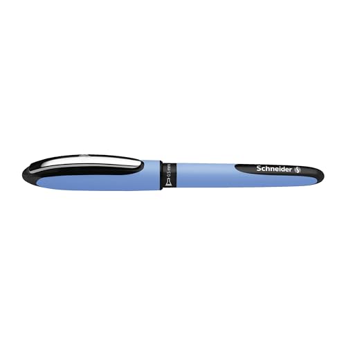 Schneider One Hybrid N Rollerball Pen, 0.5 mm Hybrid Needle Tip, Light Blue Barrel, Black Ink, Box of 10 Pens (183501)