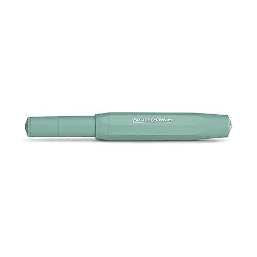 Kaweco COLLECTION Fountain Pen Smooth Sage, Fine Nib Sport Octagonal Clip Chrome