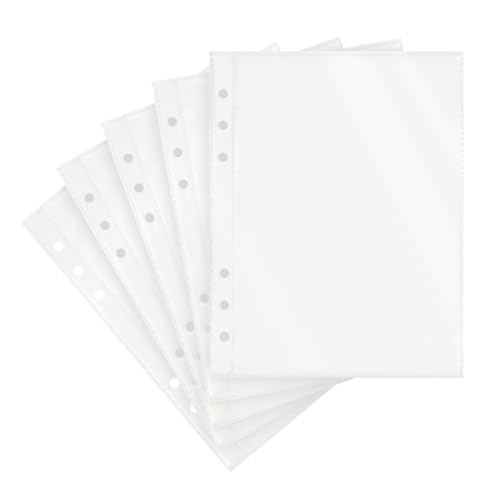 20 Sheets Clear Binder Sleeves Pocket Sheets Protectors Double Sided Plastic Sleeves for Binder Refill, Photo Card Sticker Organizer Pocket Pages Binder Inserts for 6 Ring A5 Binder (1-Pocket)