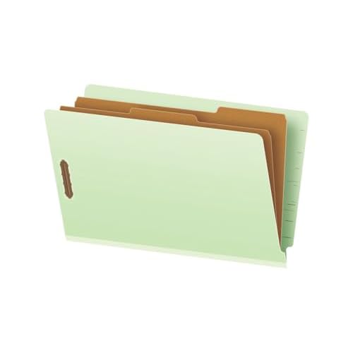 Pendaflex Pressboard End-Tab Classification Folders, Letter Size, 2 Dividers, 2.5" Expansion, Light Green, Straight Cut Tabs, 10/BX (23224)