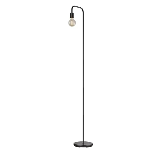 Globe Electric 12937 Holden 70" Floor Lamp, Black, Satin Finish, In-Line On/Off Foot Switch