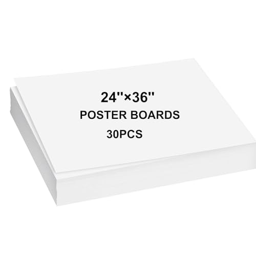 24¡±¡¿36¡± Large Poster Board 30pcs White Poster Paper Poster Board Bulk Suitable for DIY, Crafts, Signs Project Presentations, Drawing and School Supplies,250GSM Thickness Blank Posterboard