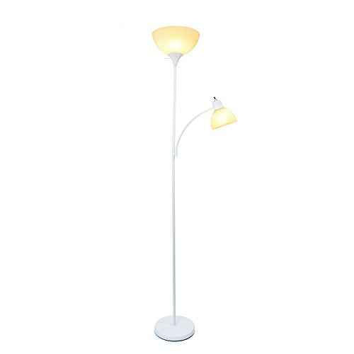 Simple Designs LF2000-WHT Mother-Daughter Floor Lamp with Reading Light, White