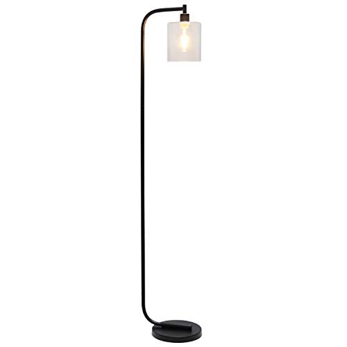 Simple Designs LF1036-BLK Antique Style Industrial Iron Lantern Floor Lamp with Glass Shade, Black 12 x 10 x 63