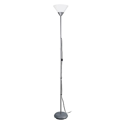 Simple Designs LF1011-SLV 1 Light Torchiere Stick Floor Lamp, Silver