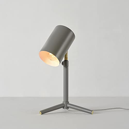 GLOBE Electric 30298 Pratt 18" Adjustable Height Desk Lamp, Matte Gray, Brass Pivot Joint, in-Line On/Off Rocker Switch