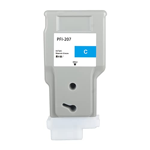PFI-207 Ink Cartridge PFI-207C 300ml Ink Tank Compatible with Canon imagePROGRAF iPF680 685 780 785 Printers (1 Pack, Cyan)