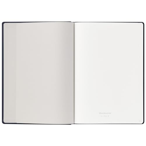 Maruman Mnemosyne Dot Grid Journal- A5, 8.5" x 6.02", 120 Sheets / 240 Pages, 5mm Doted Notebook, Book-bound With Premium Navy Hardcover, Includes Bookmark & Elastic Closure, Made in Japan