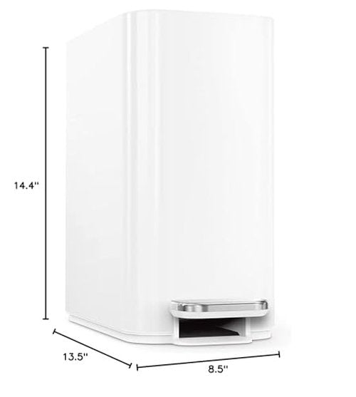 simplehuman Small Bathroom Trash Can with Lid, Stainless Steel Waste Basket, 5 Liter / 1.3 Gallon, White