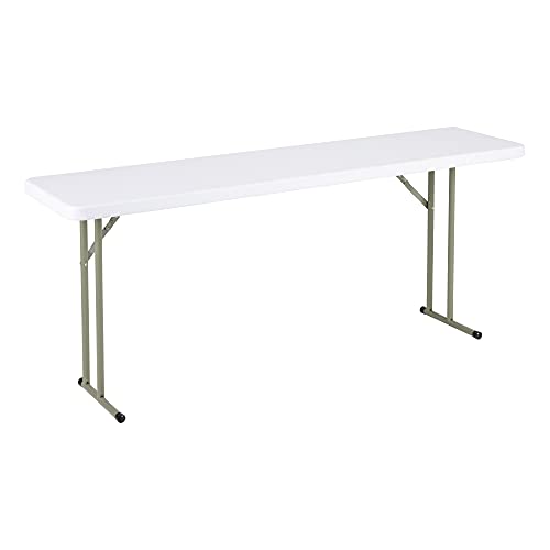 Norwood Commercial Furniture 6' Indoor/Outdoor Folding Training Table, Rectangular Blow-Molded Plastic Folding Training and Event Table, White
