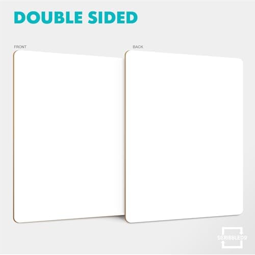Scribbledo 24 Small White Board Dry Erase Boards Classroom Pack Mini White Boards 9" x12¡± Double Sided Personal Whiteboards for Students Teachers School Supplies Lapboards 24 Mini Erasers Incl