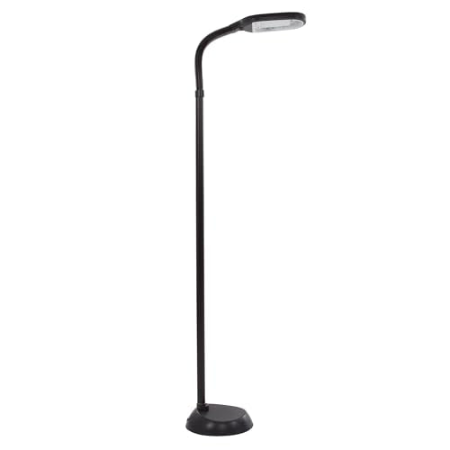 Lavish Home Adjustable Floor Lamp for Bedroom - Full Spectrum Natural Sunlight Lamp for Office with Bendable Neck for Reading Light, Craft, Studying, and Esthetician Light - (Black)
