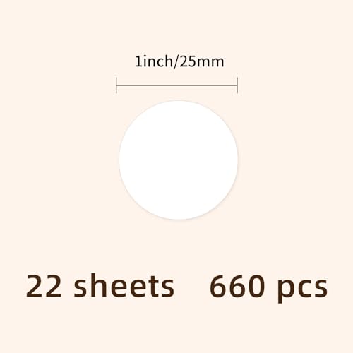1" Round Colored Dot Stickers Labels,660 Pack,White