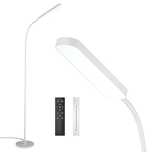 Floor Lamps, 15w/1000lm Bright LED Floor Lamp with Stepless Adjustable 3000K-6000K Colors and Dimmer, Remote and Touch Control Reading Lamp, Adjustable Gooseneck Floor Lamp for Living Room