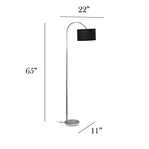 Simple Designs LF2005-BLK-LB 66" Modern Brushed Nickel Arched Floor Lamp with Black Shade for Living Room, Hallway, Entryway, Bedroom, Office, with Feit LED Bulb Included