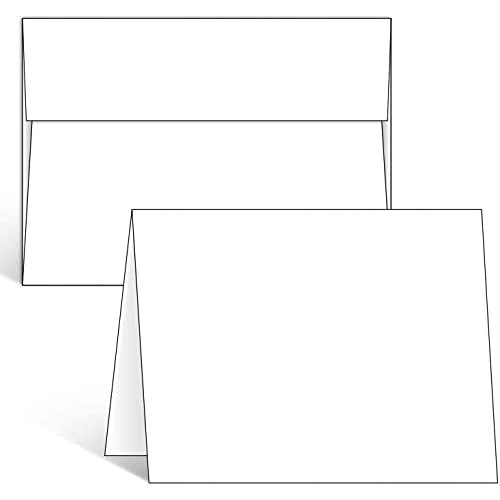 Ohuhu Blank White Cards and Envelopes 200 Pack - 5" x 7" Heavyweight Folded Cards and A7 Envelopes for DIY Greeting Cards Wedding Birthday Invitations Baby Shower Thank You Cards and All Occasions