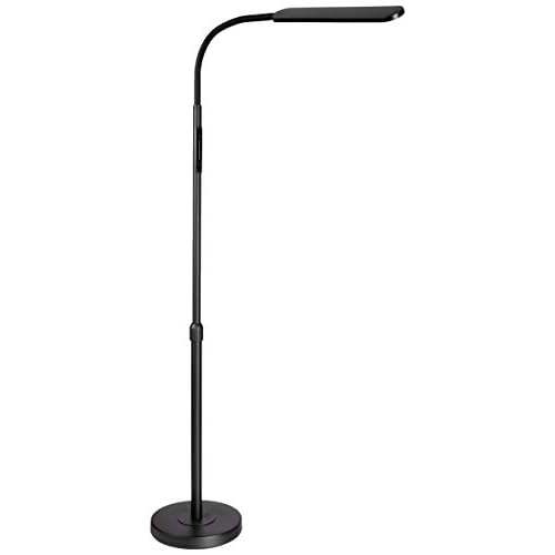 NXONE Led Floor Lamp,Modern Reading Adjustable Standing Height 4 Colors and Stepless Brightness Work Lamp for Living Room Bedroom Reading, Black