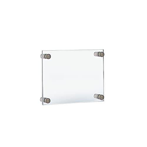 Azar Displays 105511 8.5" x 5.5" Standoff Sign Holder (Overall Size 12.5" x 9.5"), Silver